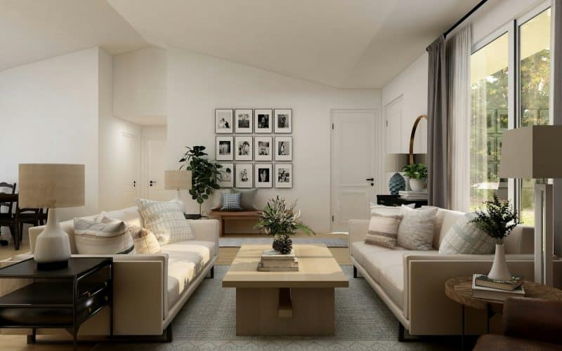 Bright, staged living room ready for listing photos