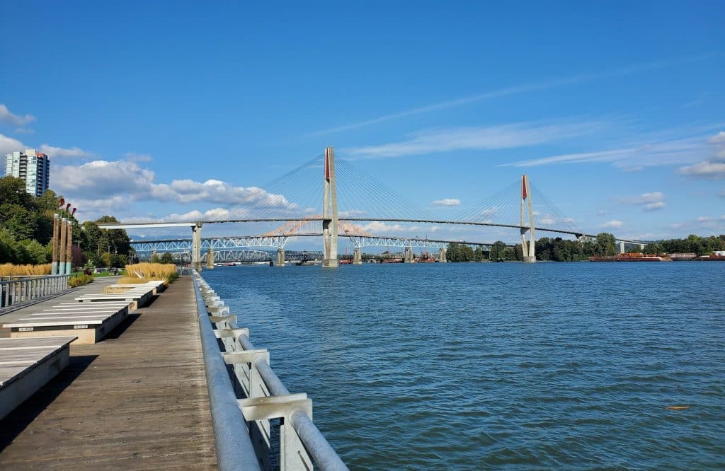 The New Westminster Quay and the Fraser River bridges