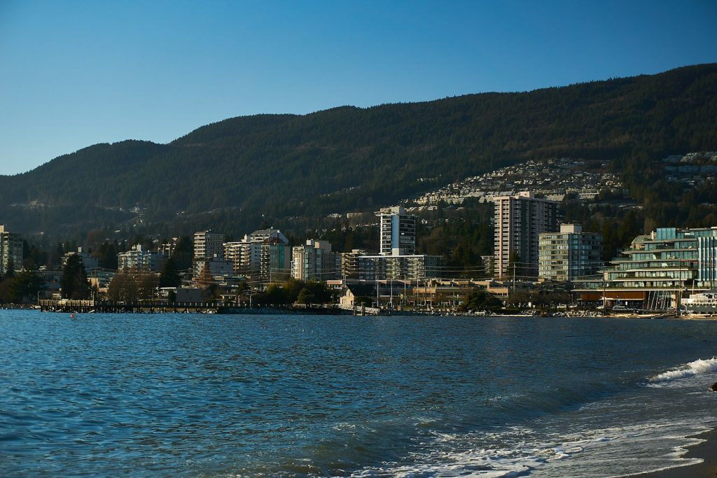 Ambleside waterfront and the West Vancouver hillside