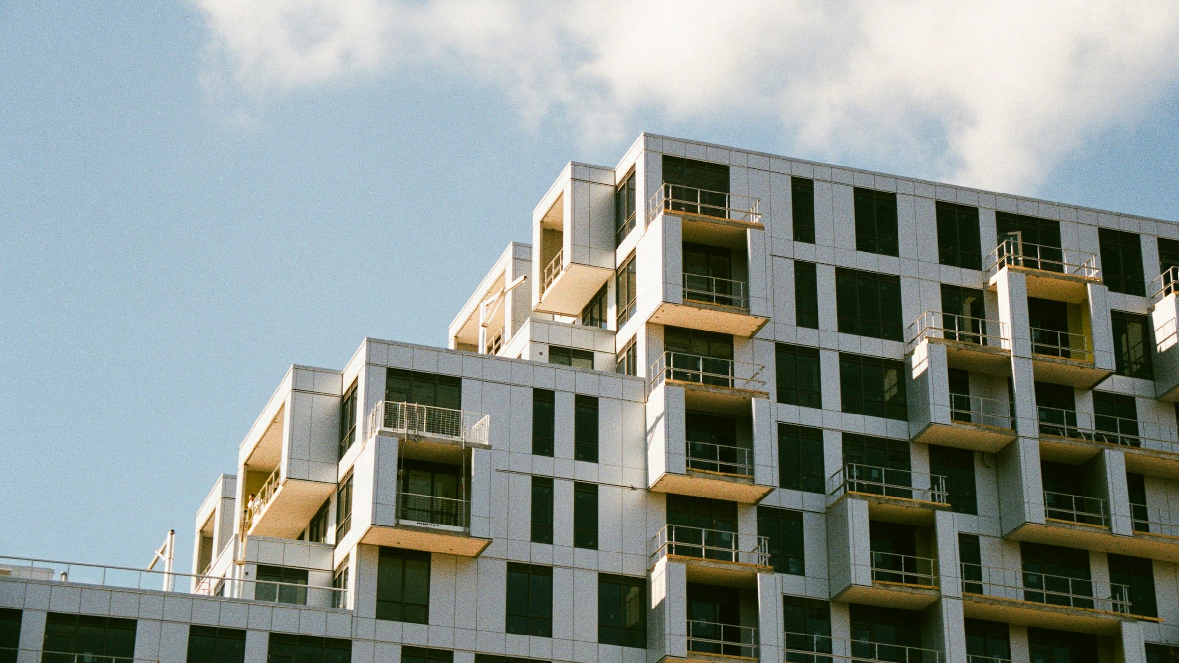 Modern apartment building with balconies